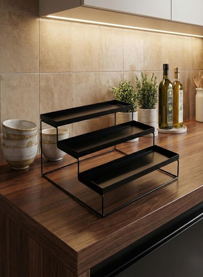 Homify 3-Step Countertop Spice Rack & Utensil Organizer | Multipurpose Kitchen Storage Stand for Jars, Condiments, Bottles & Containers | No Assembly Needed | Rust-Resistant Metal (31x29x12 cm) - Image 2